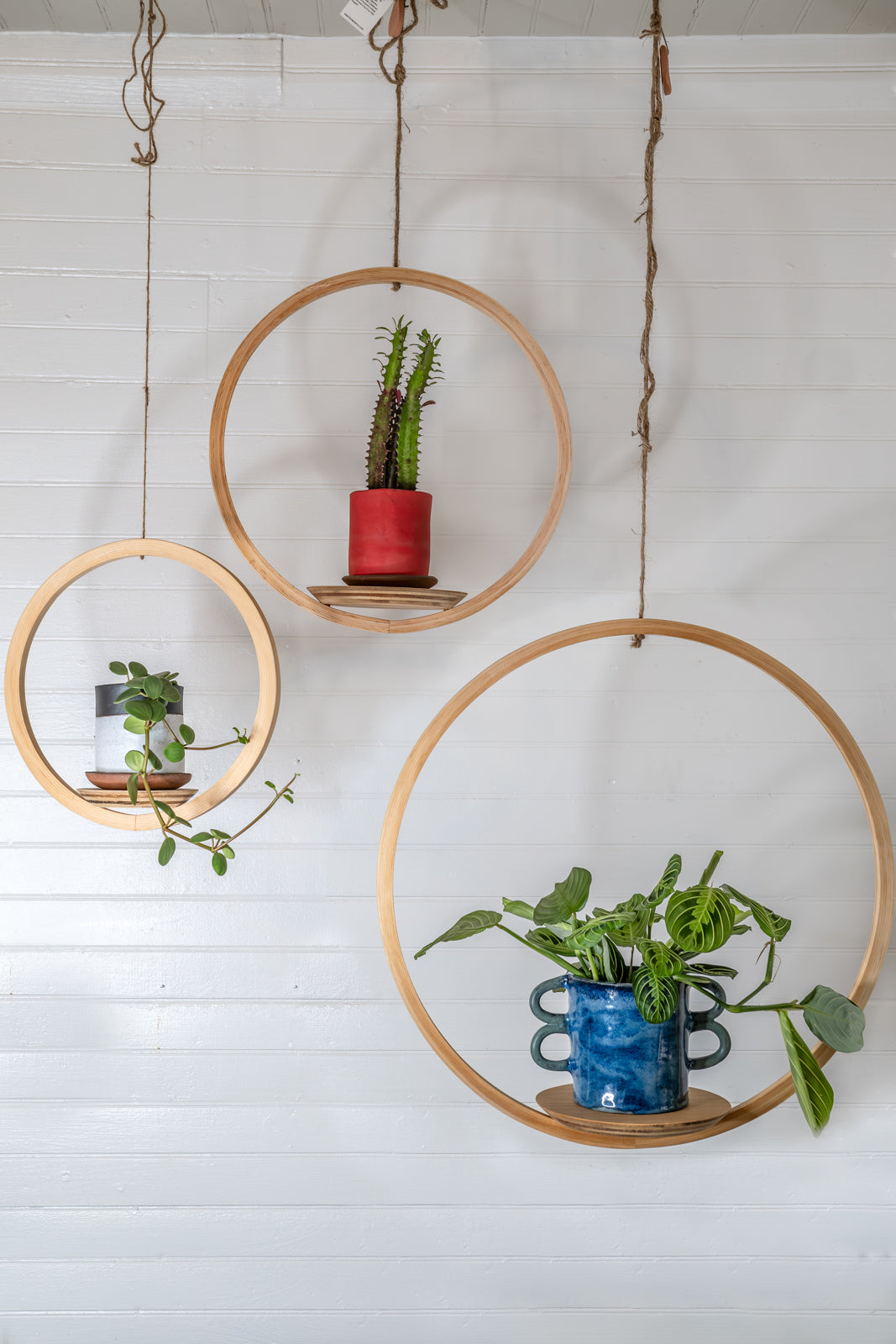 hanging planter boho Medium Wooden Hanging Planter, Bubble Hanger, Planter With Saucer, Air