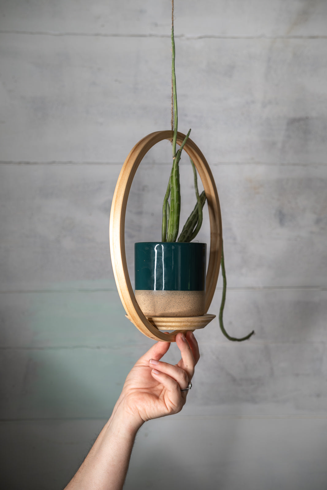 vintage wood plant hanger Small Circle Wooden Plant Hanger, Bubble Hanger, Planter With Saucer,