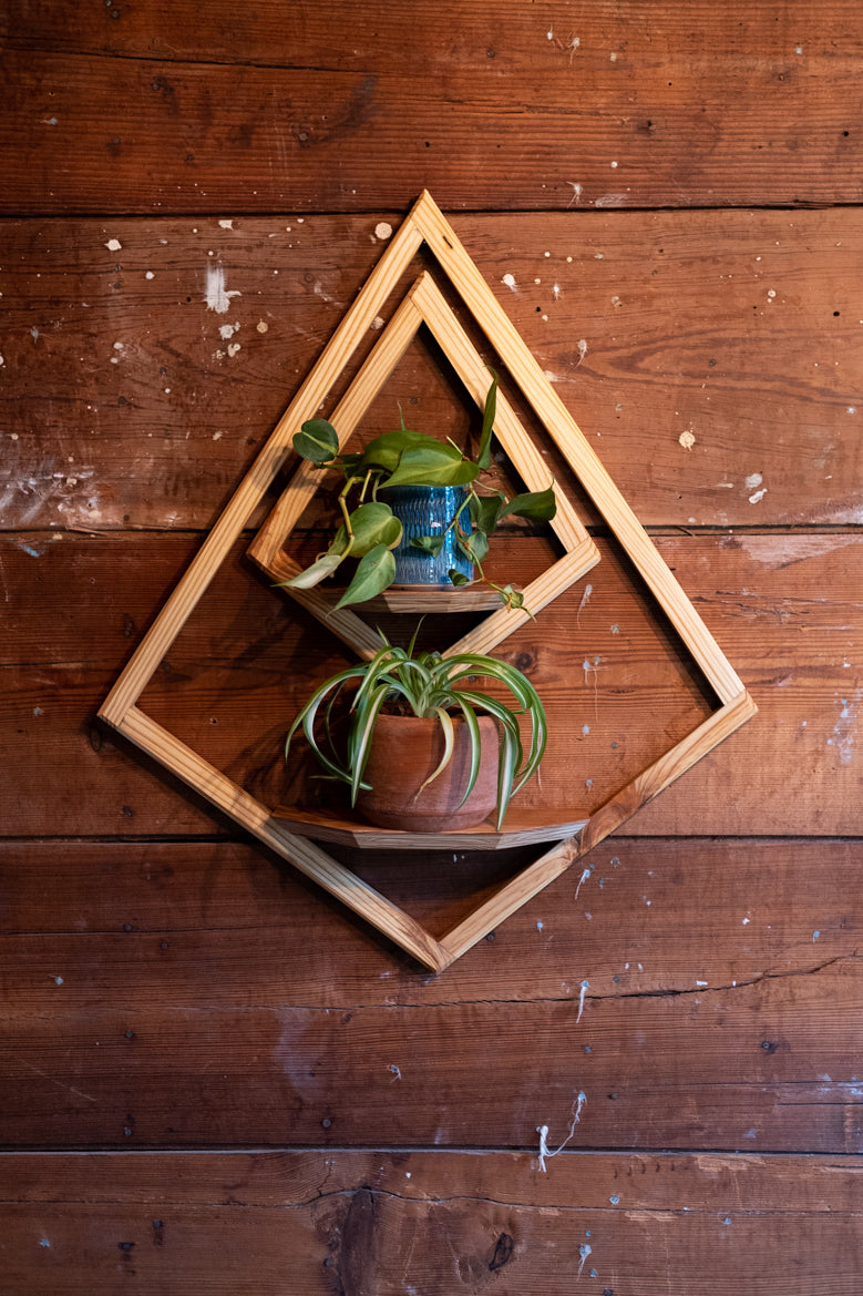 diamond hanging planter Wall Mount Double Diamond Planter with Saucers
