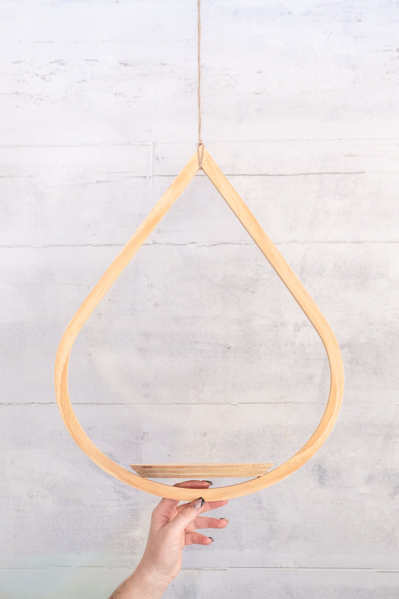 wooden teardrop hanging planter Medium Wooden Hanging Planter, Teardrop Hanger, Planter With Saucer, A