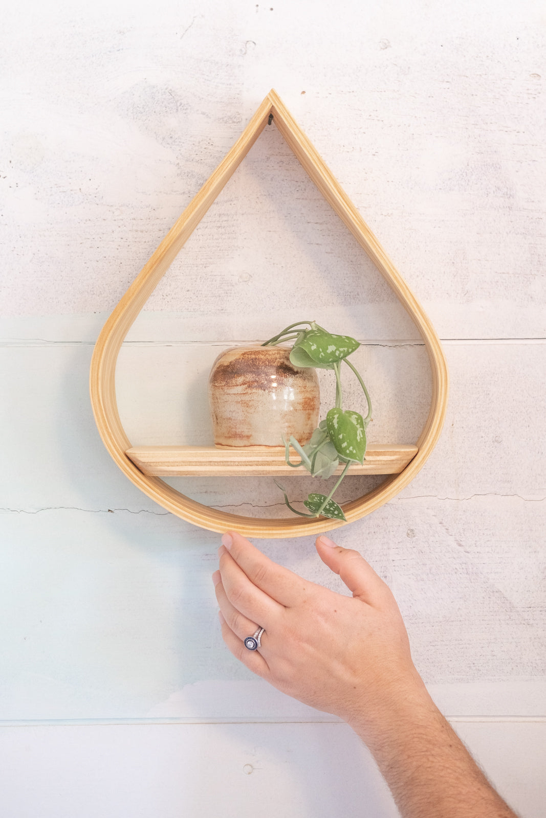 hanging plant on shelf Small Teardrop Plant Shelf Cubby | Wall Shelf | Wall Hanging | Plant Hanger Indoor | Wall Display Shelf | Modern Wall Shelf
