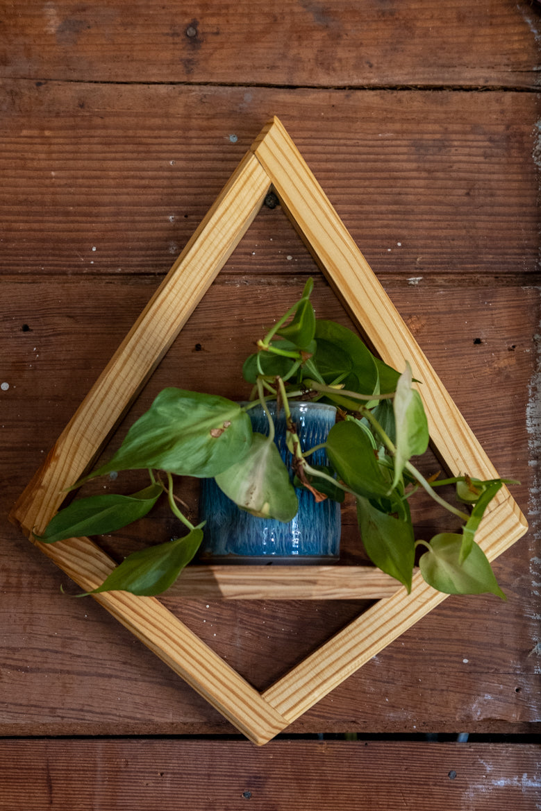 wooden frame for hanging plants Wall Mount Diamond Planter