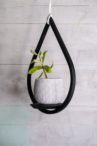 black hanging planter Medium Matte Black Plant Hanger, Tear Drop Hanger, Planter With Saucer