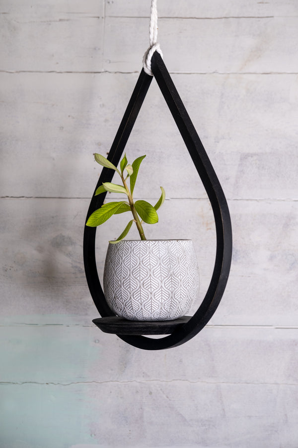 rope for hanging plants Medium Matte Black Plant Hanger, Tear Drop Hanger, Planter With Saucer