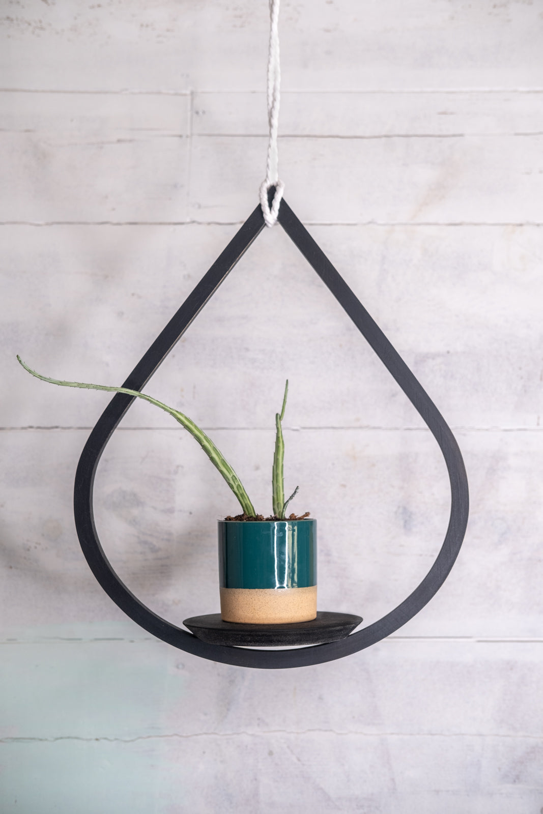 black wall plant hanger Medium Matte Black Plant Hanger, Tear Drop Hanger, Planter With Saucer
